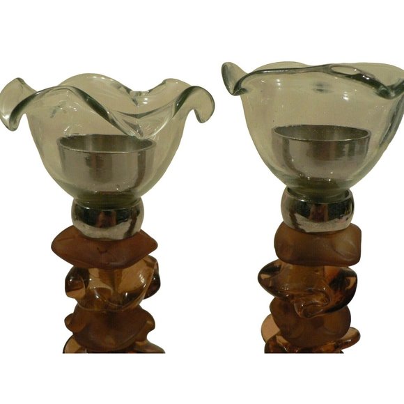 Candle holder PAIR Artistic Sculptural design Acrylic and metal - Picture 4 of 10